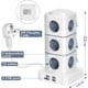 thumbnail image 3 of Regleta de alimentación vertical, 12 salidas de regleta de alimentación con 4 puertos USB, regleta de alimentación vertical con protector contra sobretensiones para oficina en casa, cable de extensión de 3 m (2500 W/10 A) Kuyhfg Sin marca, 3 of 5