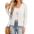 thumbnail image 2 of Bexdxz Women's Cardigan Sweater Lightweight Long Sleeve V Neck Knit Jacket for Spring Fall Layering White 2XL, 2 of 6