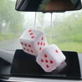 thumbnail image 5 of 1 Pair Home office Car Truck Rear View Mirror Soft Plush Fuzzy Hanging Dices,car mirror hanging accessories,Fuzzy Plush Dice With Dots For Car Decoration Red wine, 5 of 10