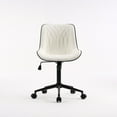 thumbnail image 6 of YOUNIKE Upholstered Desk Chair, Armless Computer Chair with Wheels，Modern Faux Leather Office Chair，Adjustable Swivel Rolling Chair，Adjustable Height，Suitable for Office, Home, White, 6 of 15