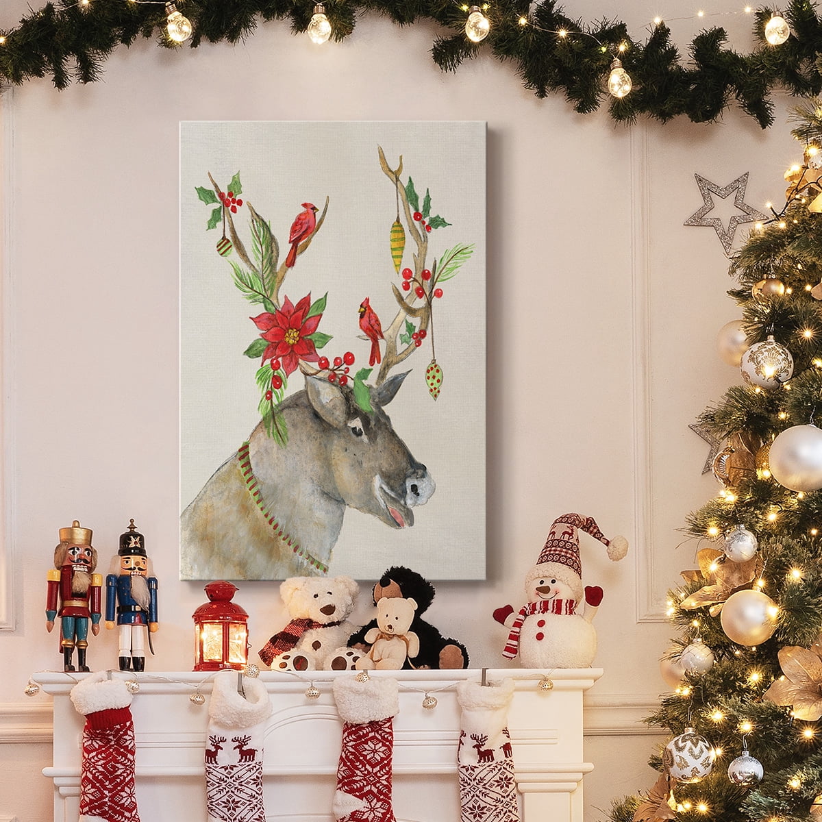 Playful Reindeer I- Gallery Wrapped Canvas