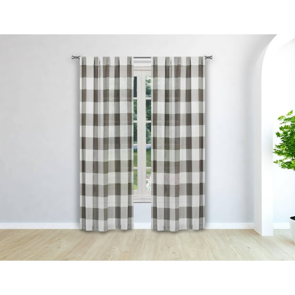 Kingston Checkered Pole Top Tie Up Window Panel