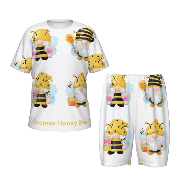 Balery Gnomes Honey Bee Conjunto de Pijama Infantil de Manga Corta con Estampado – Ropa de Dormir de Algodón Suave-3X-Large
