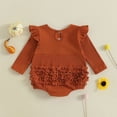 thumbnail image 4 of Bigetiay Baby Girl Halloween Outfit Long Sleeve Bodysuit Pumpkin Embroidery Textured Romper Toddler, Size 6-12 Months, 4 of 6