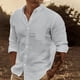 thumbnail image 1 of pstuiky mangas largas para hombre, Camisa de negocios informal de manga larga con botones y cuello vuelto de color entero para hombre camisetas de hombre xxxl, 1 of 6