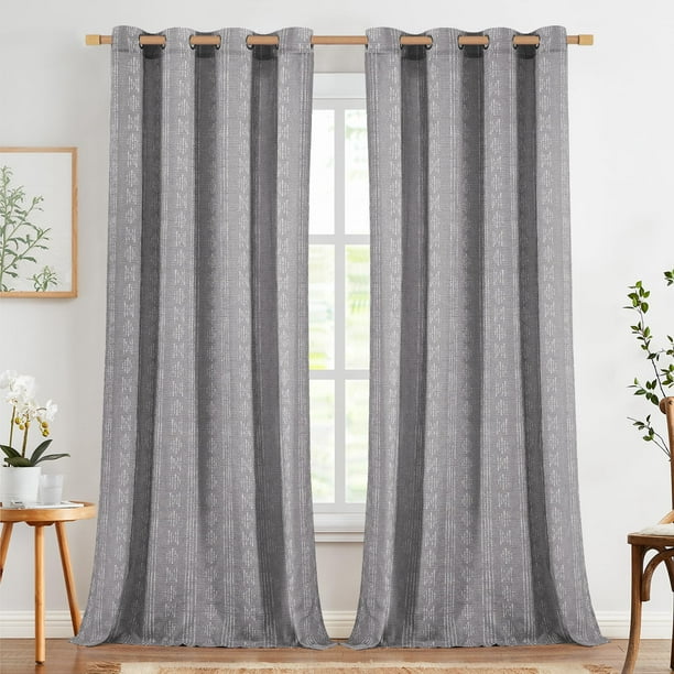Cortinas Jinchan, mezcla de lino, 2 paneles, 280 x 270 cm, color gris bohemio