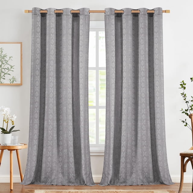 Cortinas Jinchan, mezcla de lino, 2 paneles, 280 x 270 cm, color gris bohemio