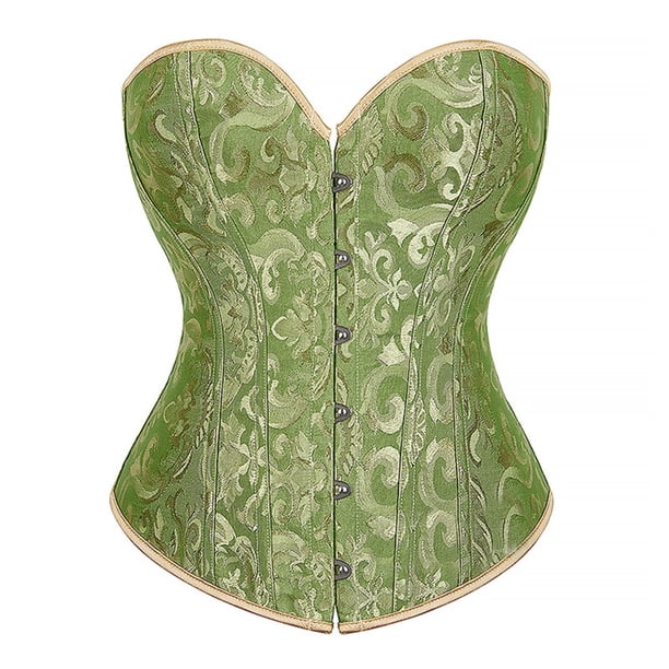 Tops de corsé Prolriy para mujer, conjuntos de top de corsé con bustier para mujer, faja de cintura de satén negro, tops góticos de talla grande, tops de mujer verdes XS