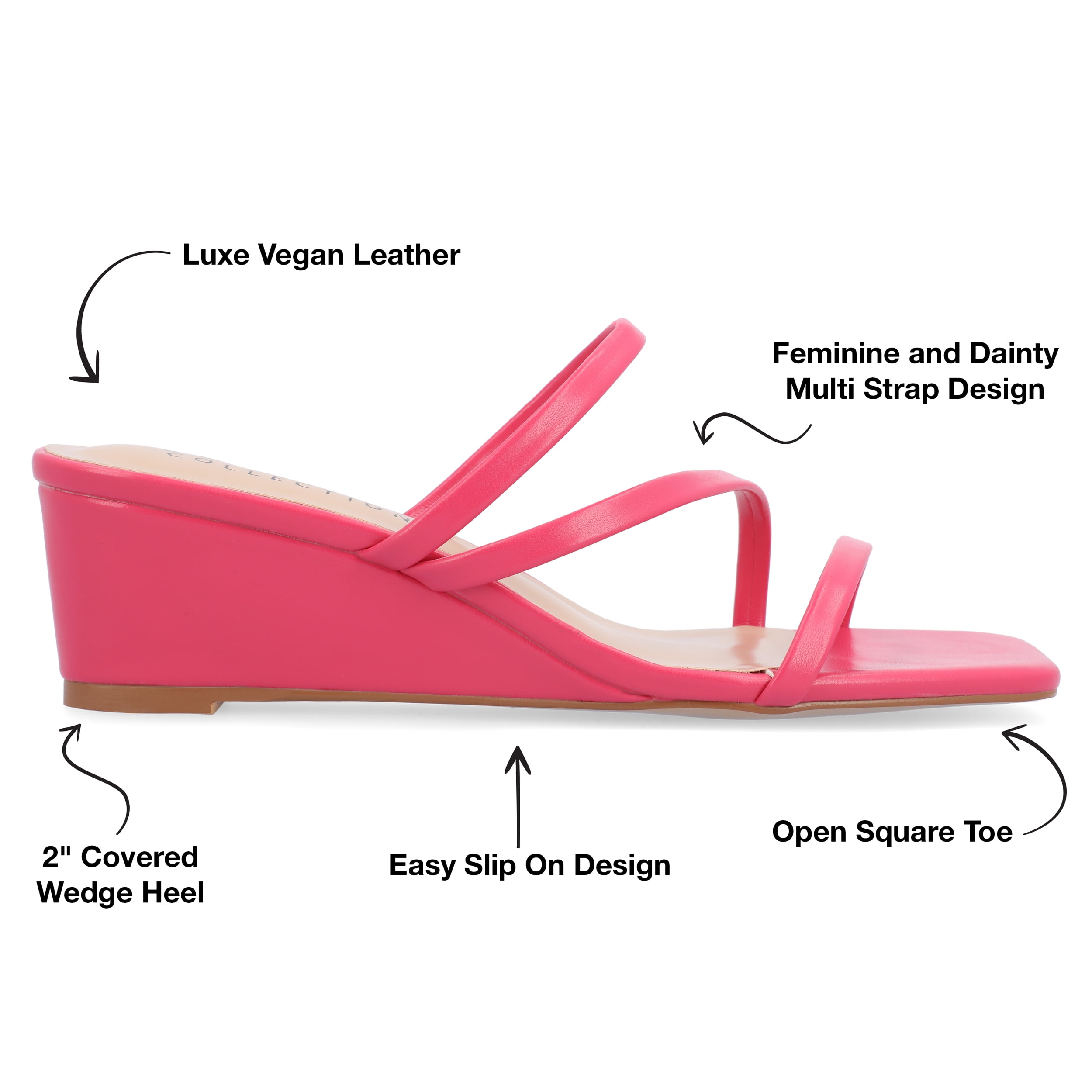 Journee Womens Takarah Crossover Strap Slip On Wedge Sandals