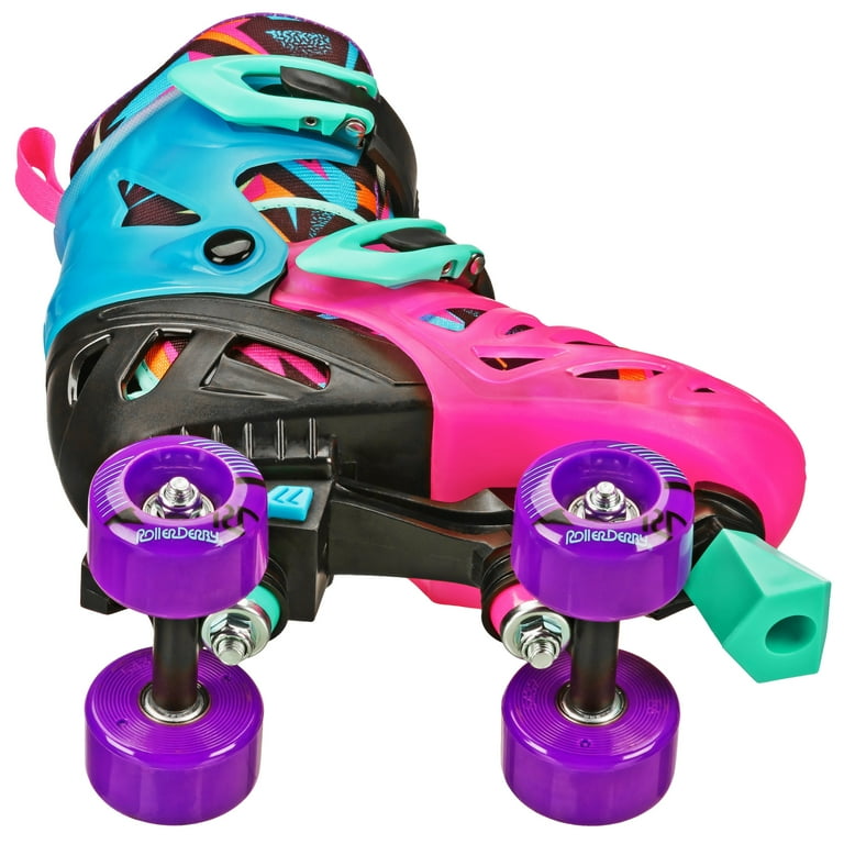 Roller Derby Girl's Adjustable Quad Skates, Glow, Medium (3