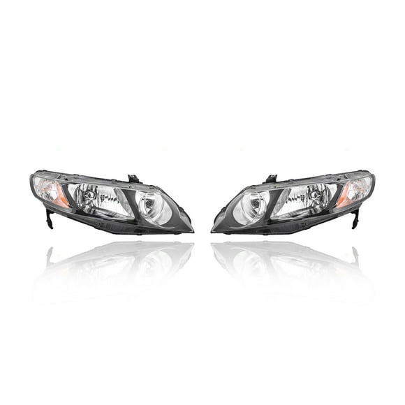 Headlight - Cooling Direct Fit/For 06-11 Honda Civic Hybrid, 09-11 Sedan - With Clear Park Lens, Left Driver + Right Passenger, Set Pair Both, CAPA Certified