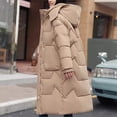 thumbnail image 4 of Fashion Winter Warm Hooded Coats for Womens Plus Size Long Sleeved Solid Color With Pocket Lapel Jacket, 4 of 4