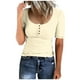 thumbnail image 1 of Fiudx Camisetas para Mujer Camiseta Holgada de Manga Corta con Botones y Cuello Redondo para Mujer, 1 of 4
