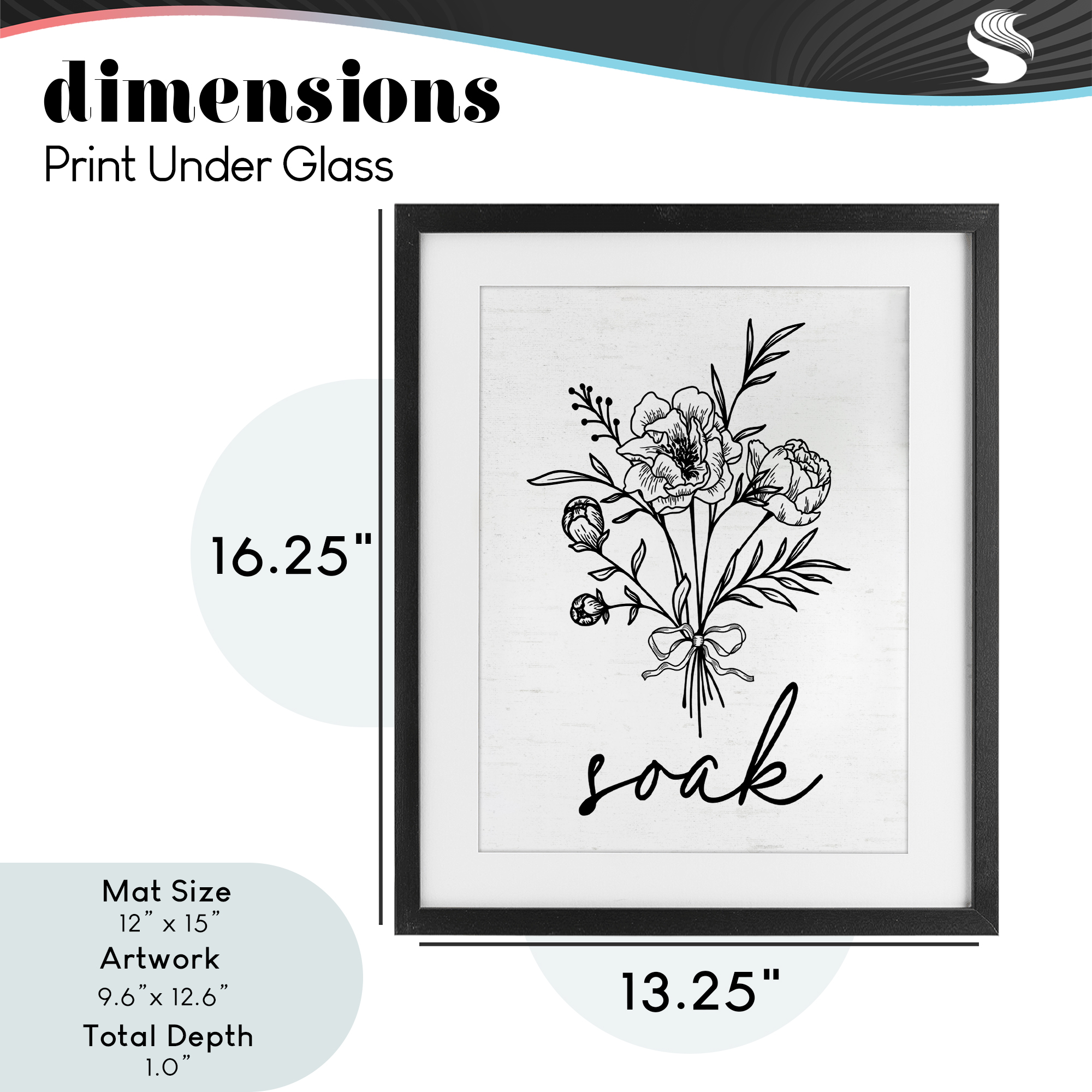 Bathroom Herb Soak Black Framed Print Under Glass, design by Lettered and Lined