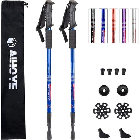 Hiking Trekking Poles, 2 Pack Collapsible, Lightweight, Anti Shock, Walking Sticks, Adjustable Hiking Pole for Men and Women