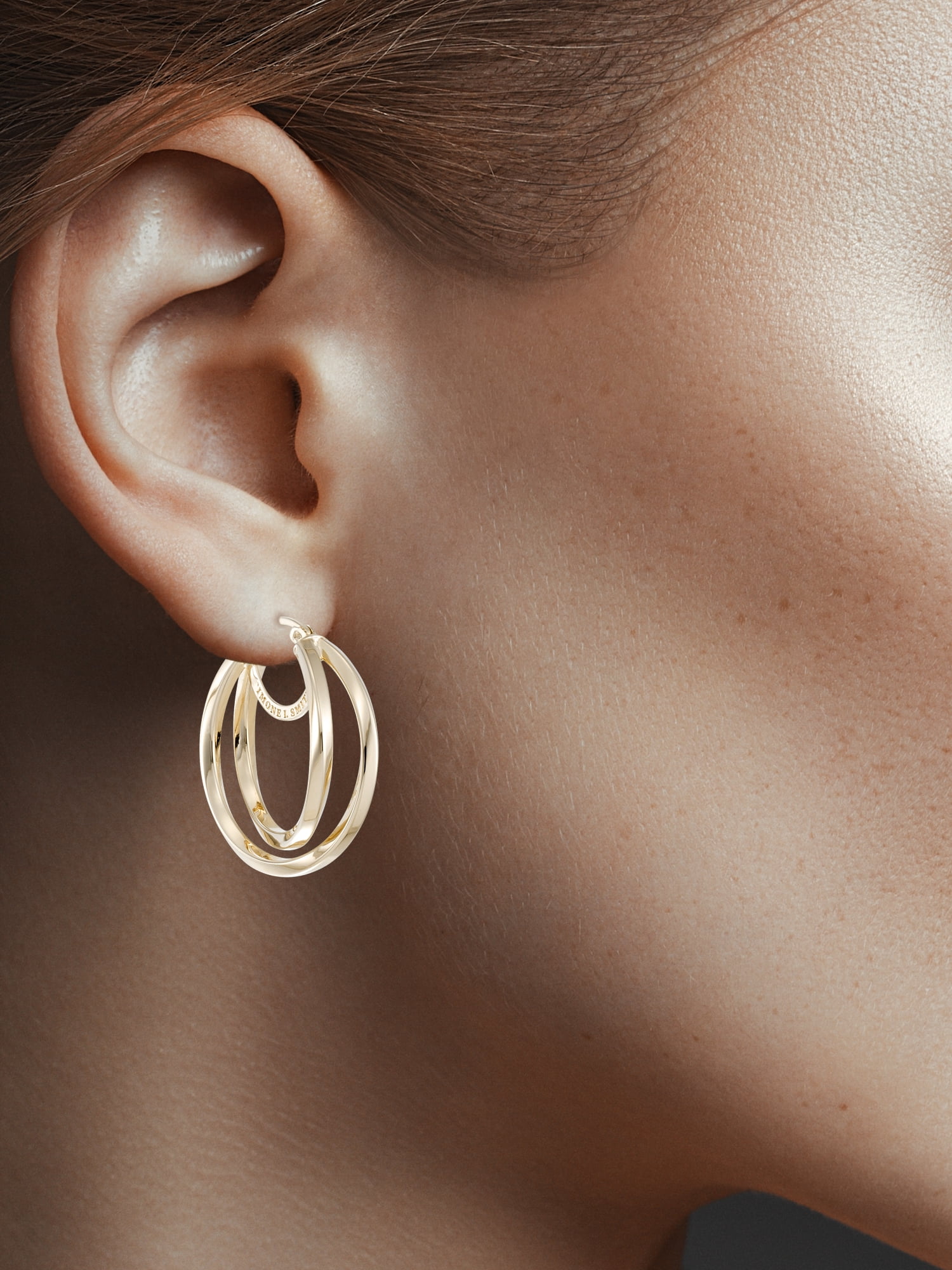 Simone I. Smith for Walmart Double Hoop Earrings, Sterling Silver, 30 mm