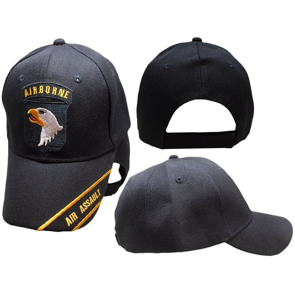 U.S. Army Airborne Air Assault Embroidered Black Baseball Cap Hat