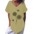 thumbnail image 1 of Pompotops Mode T-shirt à Manches Courtes Imprimé Col Rond Ample pour Femmes, 1 of 6