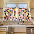 thumbnail image 2 of Yayeee Kitchen Curtains Tier Set of 2 Light Filtering 57"x24" Over Sink Window Panels, Abstract Triangles, 2 of 7