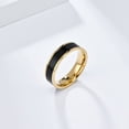thumbnail image 3 of PAMTIER Men's Women's Stainless Steel Black Enamel Ring 6mm Minimalist Plain Wedding Band Gold Size 12, 3 of 5