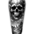 thumbnail image 4 of 3 Realistic Temporary Tattoos Waterproof Long Lasting Body Stickers Horror Thriller Skull Adult Men Tattoo Sticker Arm Forearm Thigh, 4 of 4