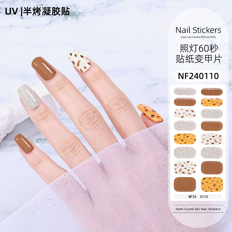 Gel nail stickers UV second generation semi-baked semi-cured nail stickers-NF240110