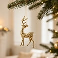thumbnail image 5 of Christmas Metal Reindeer Ornaments, Glossy Gold Deer Shaped Hanging Decor for Christmas Tree Cabinet, Door, Home Decoration, 3.54"x2.36", 5 of 6