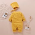 thumbnail image 3 of Dadaria Baby Girls Bodysuits 0-12M Newborn Infant Baby Boys Girls Solid Single Breasted Romper Jumpsuit+Hat Outfits Yellow 100,Boys Girls, 3 of 9