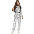 thumbnail image 3 of Zaldita Women Metallic Shiny Astronaut Jumpsuit Zipper Front Mock Neck Halloween Spacesuit Dress Up Silver M, 3 of 7