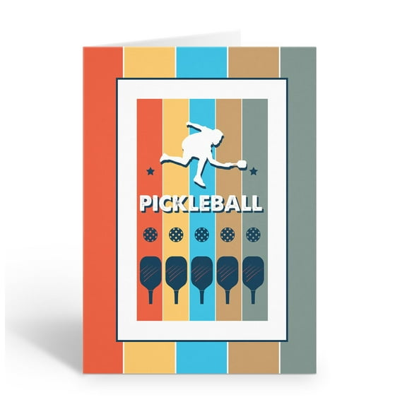 Colorful Pickleball Note Cards - 10 Not Cards with Envelopes - Pickleball - B143