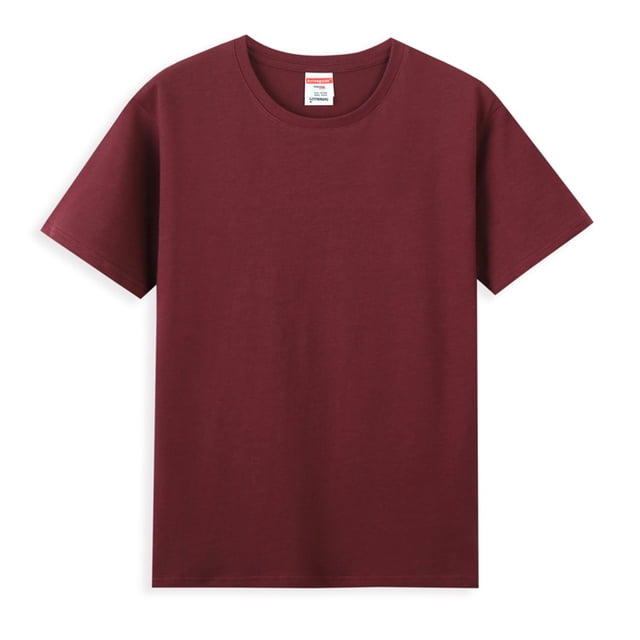 T-Shirt à Manches Courtes pour Homme à Col Rond en Coton Biologique 100 % - Rouge Vin
