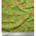 thumbnail image 1 of Soimoi Green polyester Crepe Fabric Leaves & Peony Floral Print Fabric by the Yard 52 Inch Wide, 1 of 3
