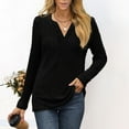 thumbnail image 2 of Diufon Fall Knit Tunics for Women Elegant V-Neck Long Sleeve Lounge Top Solid Color Ribbed Lightweight Sweater, 2 of 6