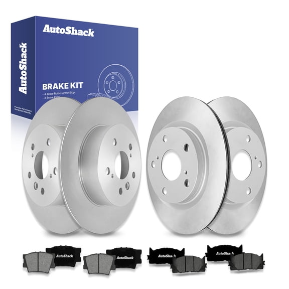 AutoShack Front & Rear Brake Rotors & Premium Pads for Toyota & Lexus, Camry 2007-2011 ES350 2007-2012 Avalon 2008-2012, FWD L4 2.4L 2.5L V6 3.5L - Coated - ArmorStop