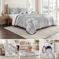 thumbnail image 6 of Quilts Full Size, Tropical Palm Tree Soft Comforter Bedding Set for Bed, Gray White Plants Coastal Leaf Beach Lightweight Quilted Bedspread with Pillow Cover(2 Pieces) for All Season, 78x90 Inch, 6 of 9