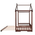 thumbnail image 6 of Twin Size Platform Bed with Trundle and Roof,Twin to King Extending House Bed,Wood Bed Frame with Slats Support,Can be Decorated,Floor Bed for Girls Boys Teens,No Box Spring Needed, 6 of 7