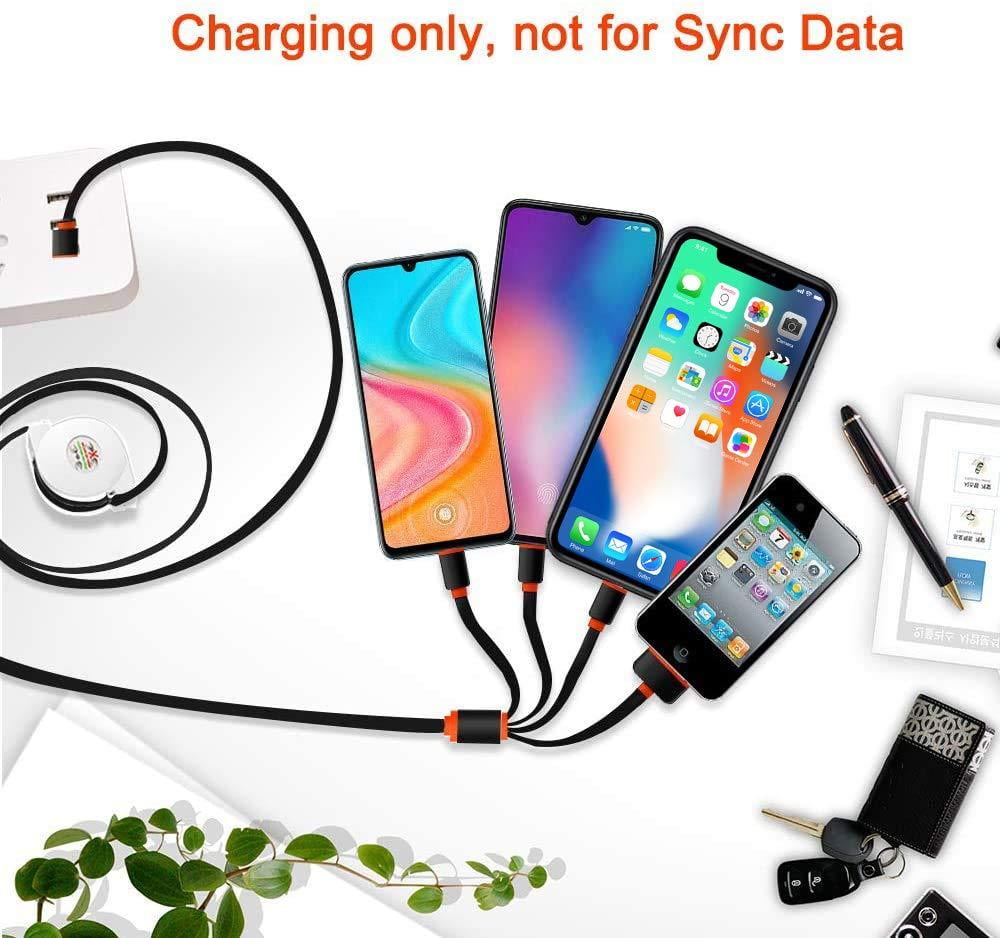 Multi Charging Cable Portable 3 in 1 Watercolor Beach Things Artistic Coastal Design Ocean Adventure Journey USB Cable USB Power Cords for Cell Phone Tablets and More Devices Charging 