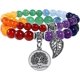 thumbnail image 1 of Pulsera de piedras naturales - Pulsera de cuentas naturales para mujer - Juego de dos pulseras con accesorios de árbol de la vida y hojas, E, 1 of 5