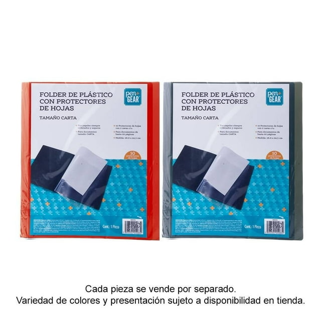 Fólder plástico Pen + Gear con 10 protectores de hojas tipo pocket/bolsa, Tamaño carta, 1 pieza