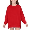 thumbnail image 3 of EnJoCho Girls Crewneck Sweatshirt - Drop Shoulder Side Split Long Sleeve Oversized Pullover Top for Kids 5-14 Years Fall Back-to-School Casual Wear, 3 of 8