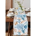 thumbnail image 4 of Table Runner Dresser Scarves 72 Inch Long, Watercolor Ocean Blue Brown Coral Linen Dining Table Runners Nautical Marine Life on White Tabletop Scarf for Wedding Holiday Party Kitchen, 4 of 7
