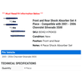 thumbnail image 2 of Front and Rear Shock Absorber Set 4 Piece - Compatible with 2001 - 2006 Chevy Silverado 3500 2002 2003 2004 2005, 2 of 2
