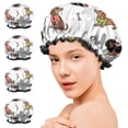 thumbnail image 7 of Shower Caps,Dachshund Footprint Bone Waterproof Shower Cap for Women 4 Pieces,Double Reusable Hair Cover for Shower PEVA Elastic Stretch Hem, 7 of 7