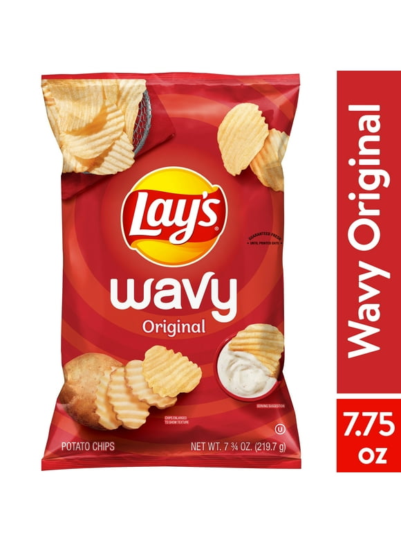 Lay's Wavy Potato Chips, Original Flavor, 7.75 oz Bag