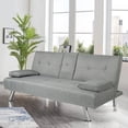 Leumius Modern Futon Sofa Bed, Upholstered Rmovable Armrests Sofa with ...