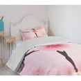 thumbnail image 4 of Ambesonne Girls Quilted Bedspread Set 2 Pcs, Ballerina Silhouette, Twin Size, Pink Umber and Pale Pink, 4 of 6
