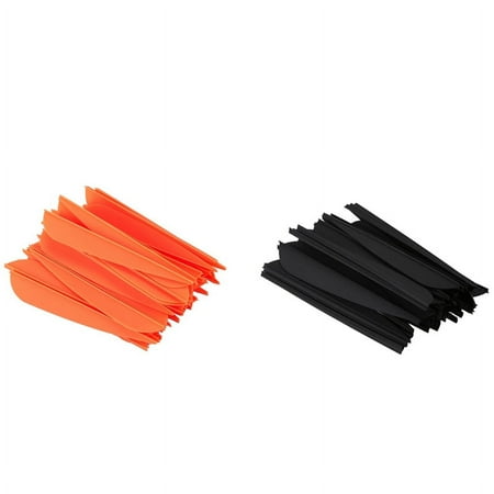 100PCS Arrows Vanes 4 Inch Plastic Feather Fletching for DIY Archery Arrows (Black & Orange)
