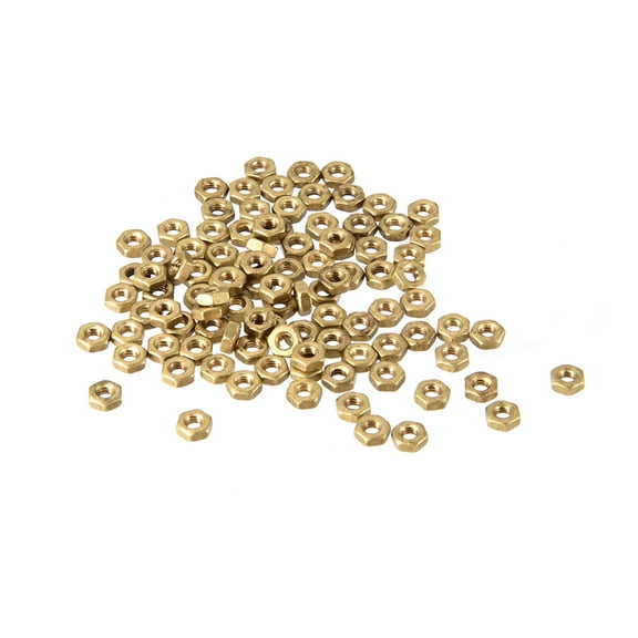 100pcs M2 Metric Brass Hexagon Hex Nut Gold Tone