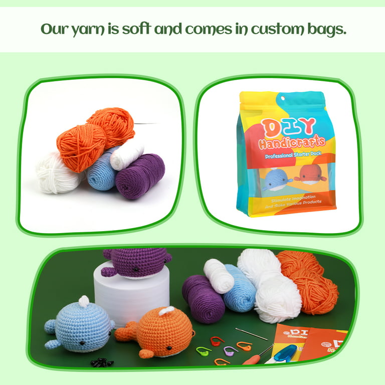UzecPk Crochet Kit for Beginners, Beginner Crochet Starter Kit with  Step-by-Step Video Tutorials, 3 Colors Chenille Yarn Crocheting Animals  Kits for