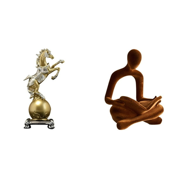 Figura de escritorio,Estantería con estatua de caballo para escritorio,oficina y decoración del hogar.,Figura decorativa de escritorio de resina para decoración del hogar,Figura de pensador